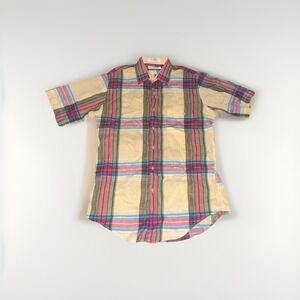 Vintage Cacharel Homespun Shirt Men's Size Medium Plaid Button Up Half Sleeve